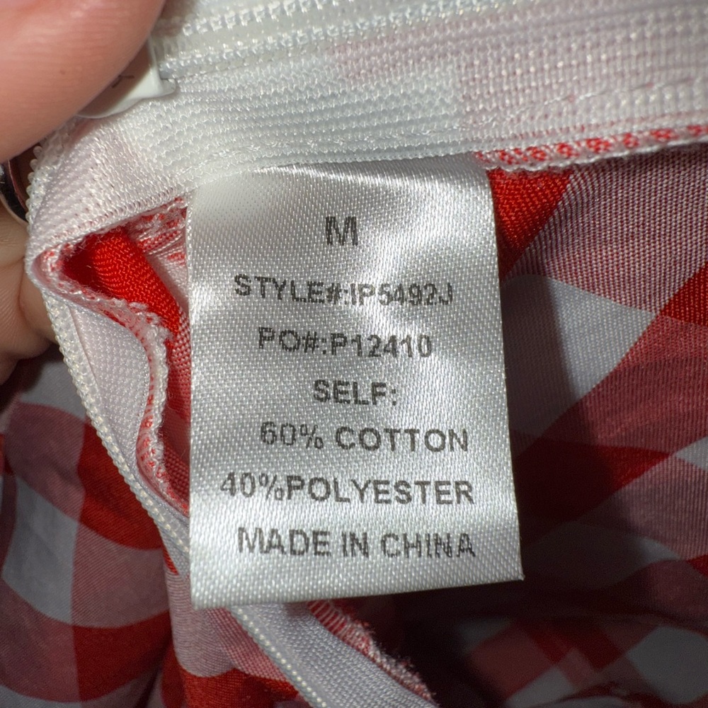 BiBi Red Gingham Ruffle Peplum Top M Cottagecore Picnic Coquette Blouse - Picture 9 of 9